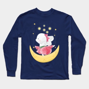 cute bunny dancing moon Long Sleeve T-Shirt